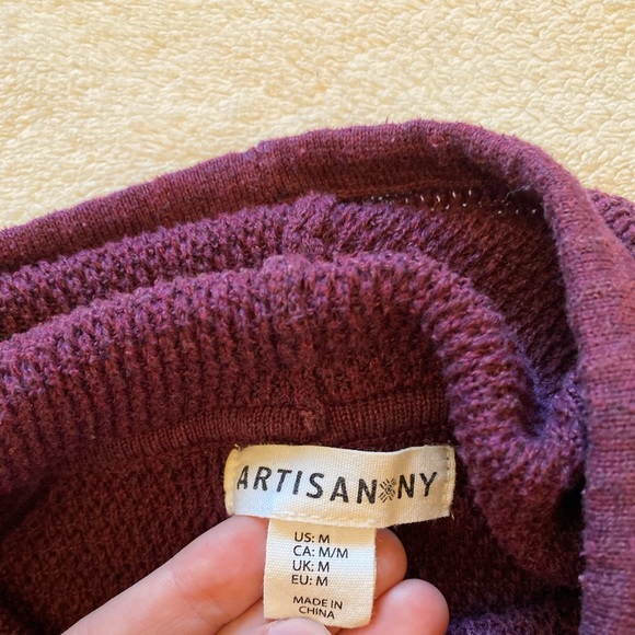 Artisan NY Maroon purple long turtle neck knitted warm sweater - Picture 2 of 6